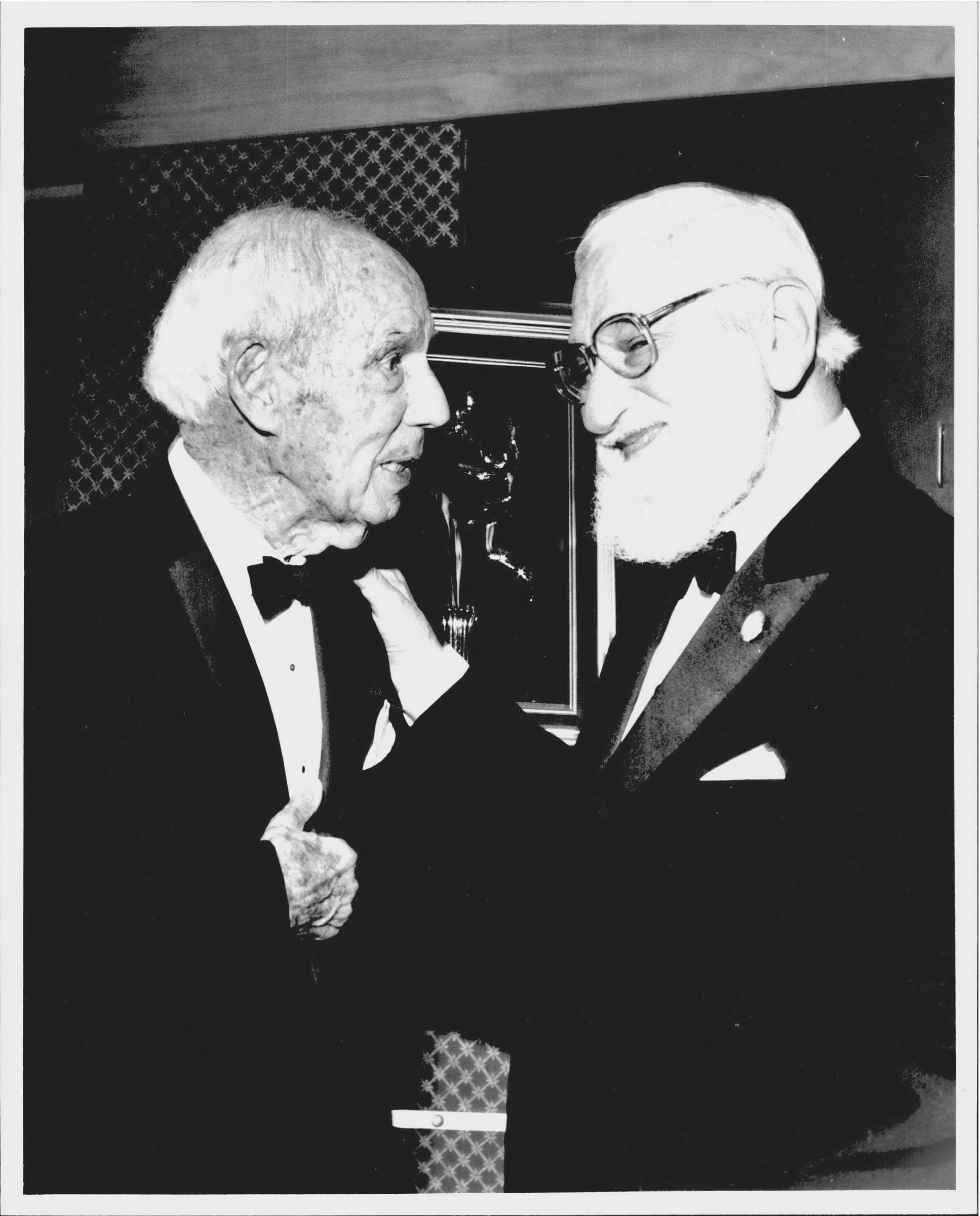 Frederick Hauck, co-founder of the John Hauck Foundation, with Albert Sabin, 1986