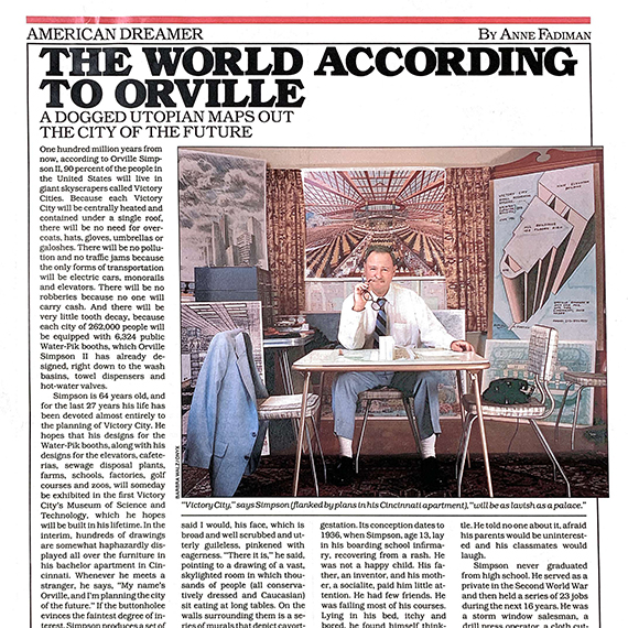 Image from Fadiman, Anne. &lquo;The World According to Orville.&rquo;  Life Magazine 1987.