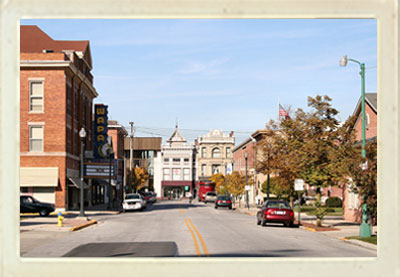 Wapakoneta Commercial Historic District in downtown Wapakoneta, Ohio.