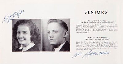 Neil Armstrong's senior picture in the Blume High School yearbook, 1947.