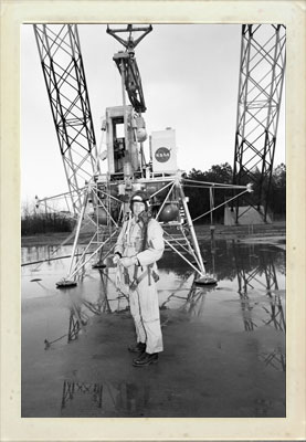 Neil Armstrong at the Lunar Landing Research Facility (LLRF).