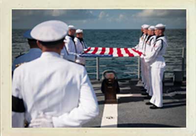 Neil Armstrong's burial at sea service aboard the USS Philippine Sea (CG 58), Friday, Sept. 14, 2012, in the Atlantic Ocean. Photo Credit: (NASA/Bill Ingalls)