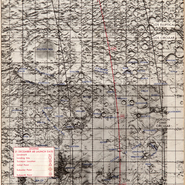 Armstrong's lunar map for 21 December, 1968 launch date