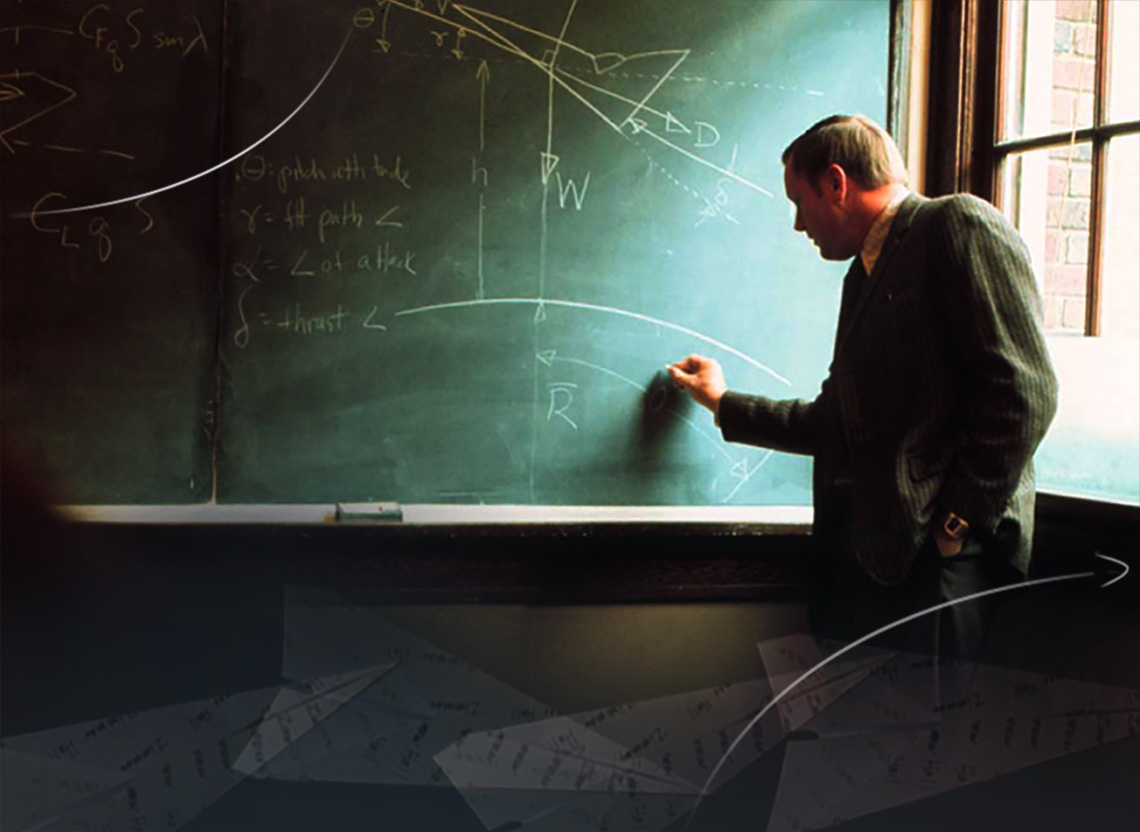 In 1974, Neil Armstrong writes on a chalkboard in the UC College of Engineering.