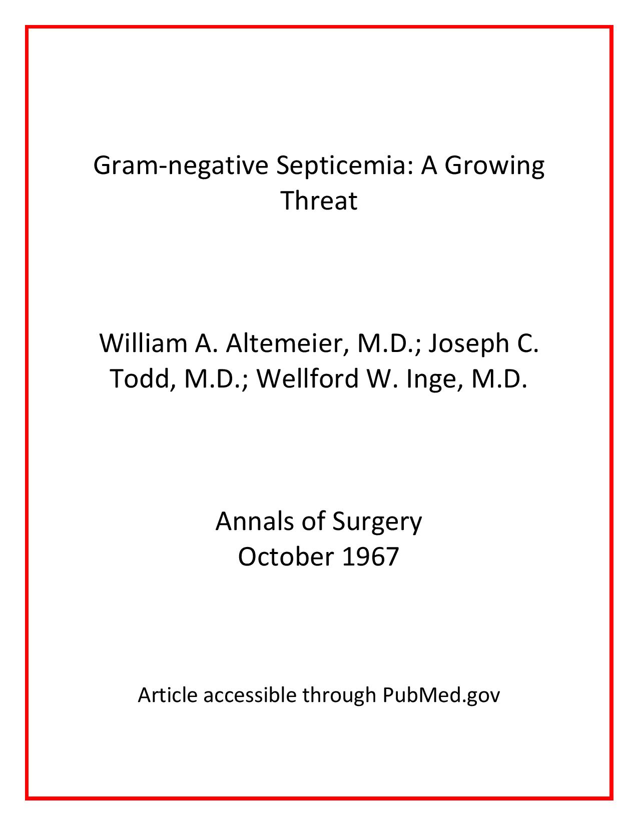 Image for Altemeier article Gram-negative Septicemia