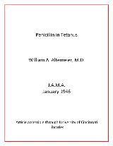 Image for Altemeier article Penicillin in Tetanus