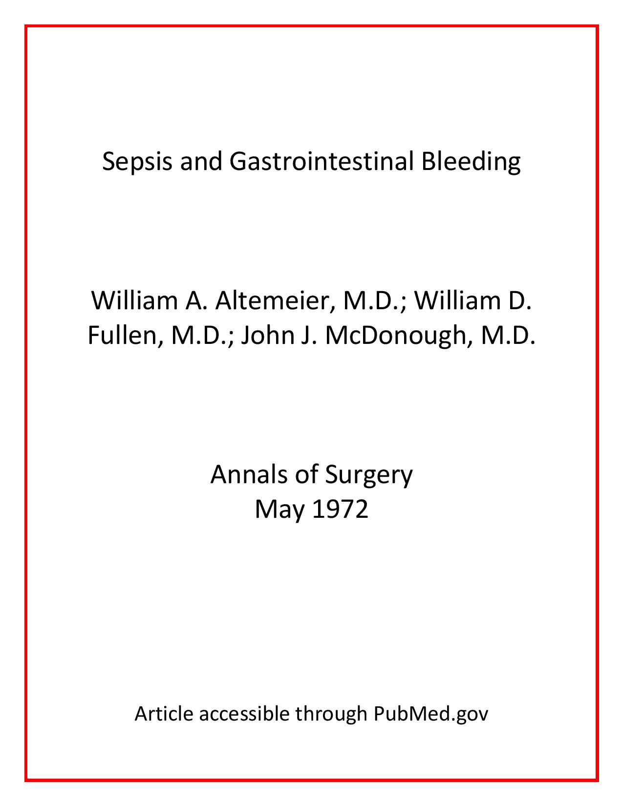 Image for Altemeier article Sepsis and Gastrointestinal Bleeding