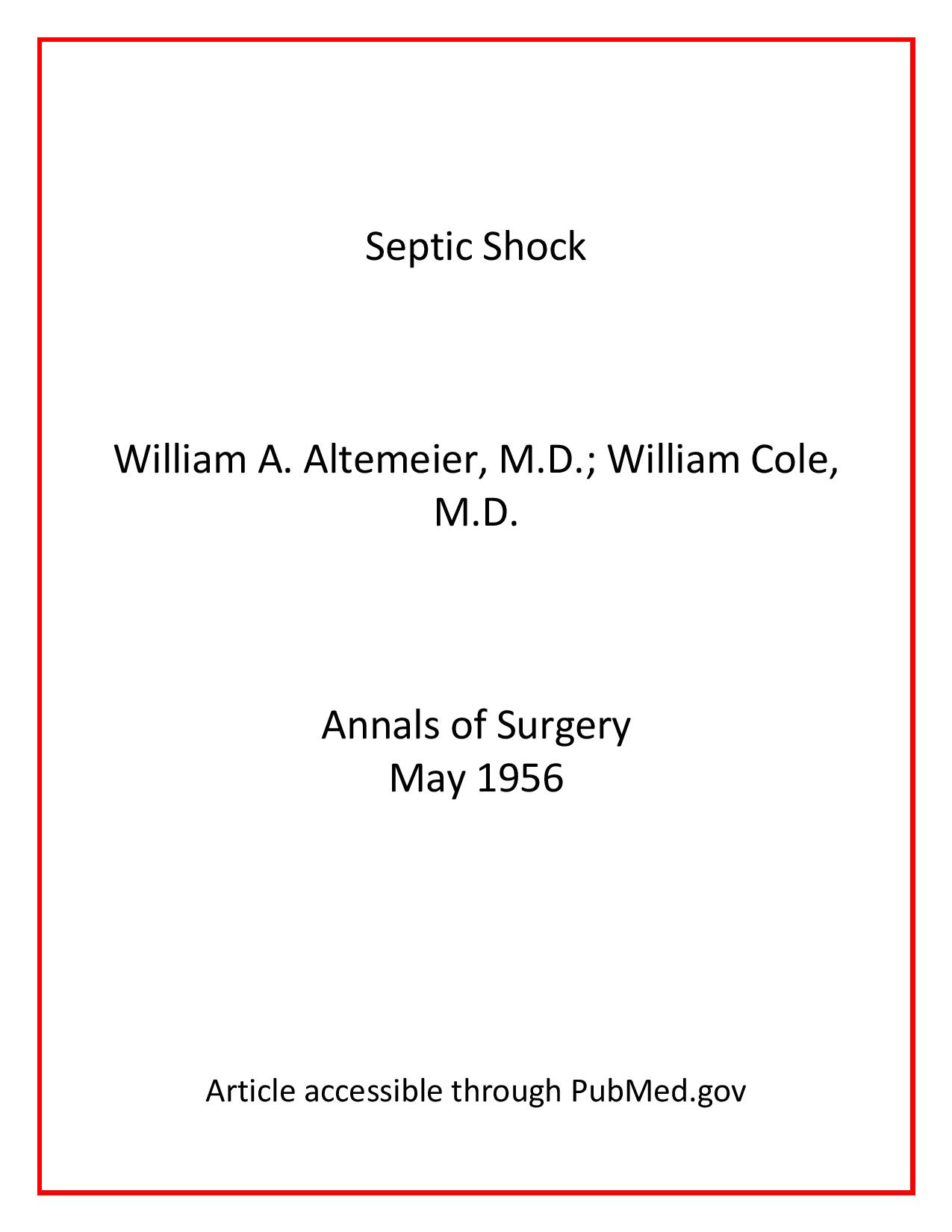 Image for Altemeier article Septic Shock