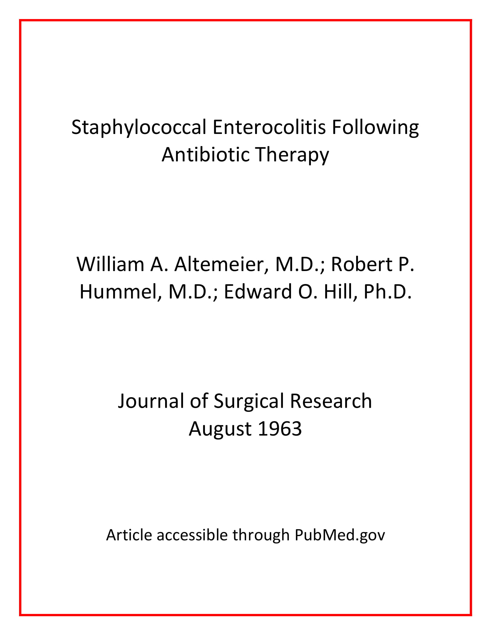 Image for Altemeier article Staphylococcal Enterocoloitis Following Antibiotic Therapy