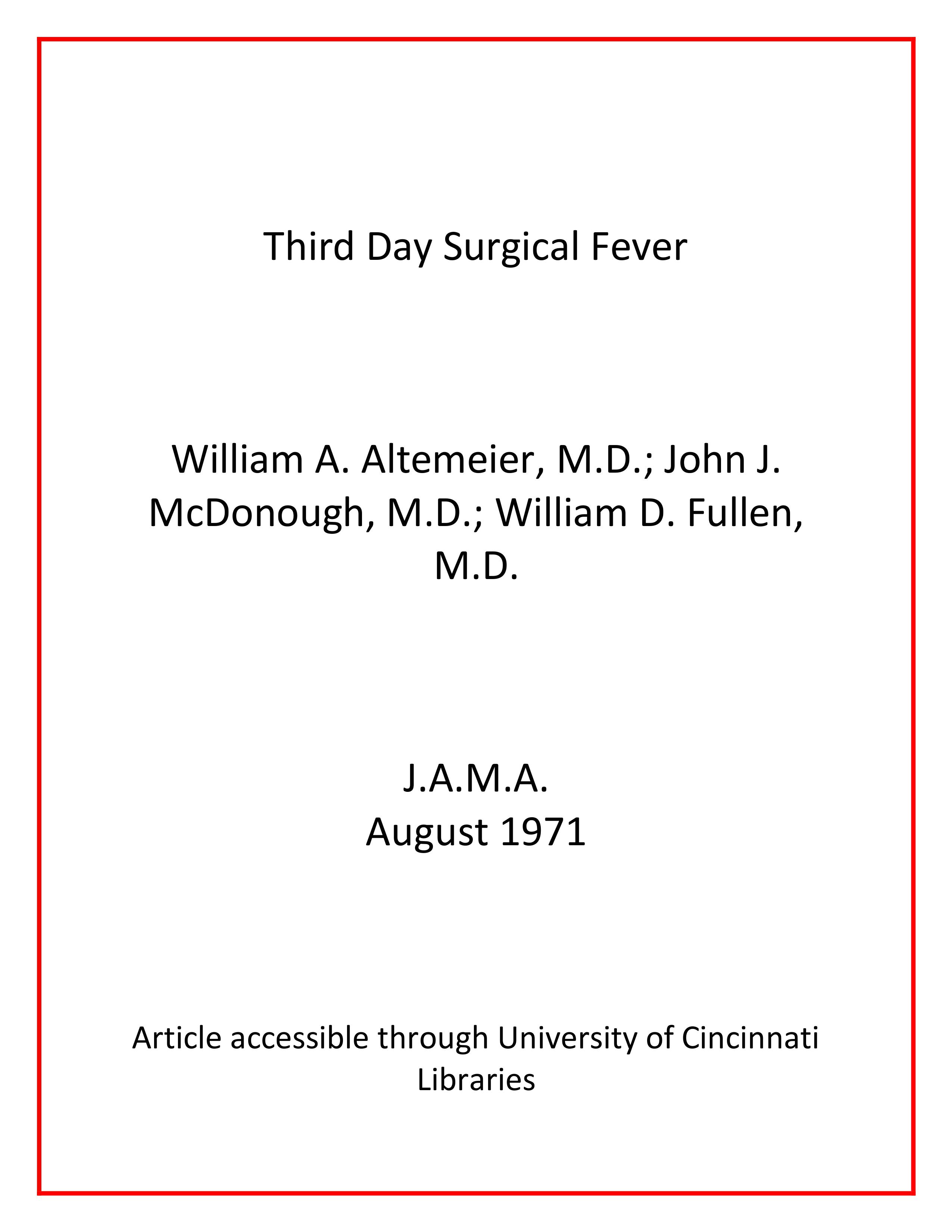 Image for Altemeier article Third Day Surgical Fever